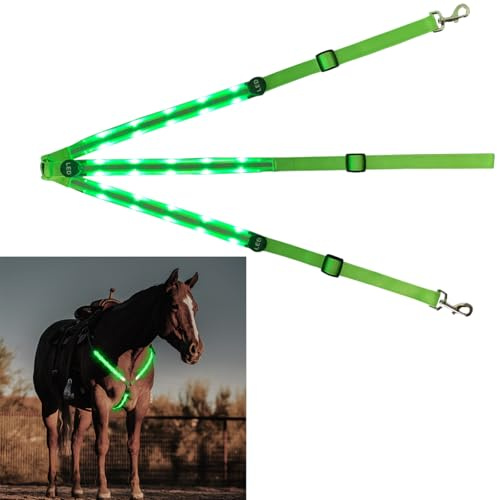 LED Pferdegeschirr Verstellbar Luminous Horse Vorderzeug Brustgurt für Pferde für den Pferdesport(Grün)