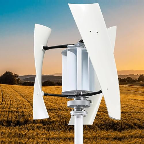 Kit generatore di turbina eolica 6000W, 12V 24V 48V 220V Kit generatore di turbina eolica verticale portatile, kit generatore eolico a 3 pale con regolatore di carica per camper marino casa, 12V