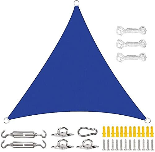 Outdoor Sun Shade Sail Canopy for Camping and Wind Protection Small Triangle Sun Sail with Right Angle Durable Canvas Material Blue 4x4x4m