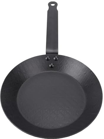 Qcwwy Sartén de Acero de Carbono Sartén de Uniforme Calefacción de Cocineros Profesionales para Cocineros de Inducción de Gas Cocina Utensilios de Carbono Antihish (Medio)