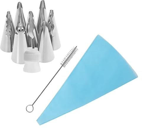 HLHLH Set di beccucci for pasticceria, 8/10 pezzi, set di beccucci russi for glassa, sac à poche riutilizzabili for glassa, fondente, strumento for decorare torte e dolci.(10pcs)