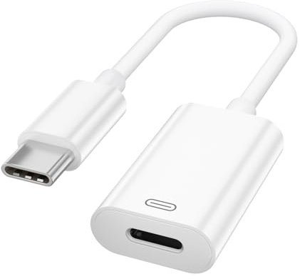 USB C auf Lightning Kopfhörer Adapter, 3-in-1 Schnellladung/Audio/Datenübertragungs, Typ-C auf Lightning Audio Adapter für iPhone 16/15 iPad Air MacBook, Samsung, Weiß