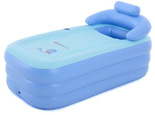 TGDGFKIAS Paddling Pool, Portable Foldable Inflatable Bathtub with Electric Air Pump Drain Valves Backrests Thickened PVC for Indoor Outdoor Use