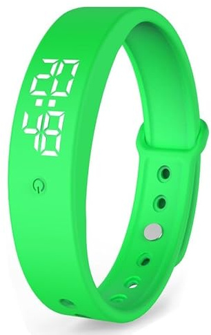 MYDZSI Vibrating Alarm Clock Watch, Washable for Sports step counter, stopwatch, vibration alarm, calorie monitoring USB Rechargeable Waterproof Alarm Bracelet Men Women(Green)