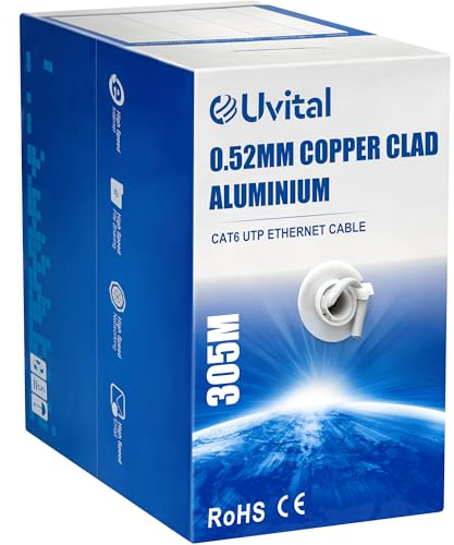 Uvital Cat6 Ethernet Cable 305m, 24AWG UTP Gigabit Network Wire, CCA