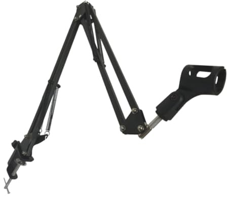Verstellbarer Mikrofonständer mit Schwenkarm, Metall, Schwarz, 1500 G | Doppelgelenk Arm, Klappbare Bauweise, für Bühne und Broadcasting, Feste Tischmontage