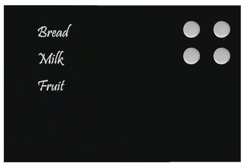 Schwarz Magnetwand Whiteboard 40x30 cm: Magnettafel aus Sicherheitsglas mit 4 starken Magneten - Trocken abwischbare, wandmontierte Pinboard für Büro, Homeoffice & Küche