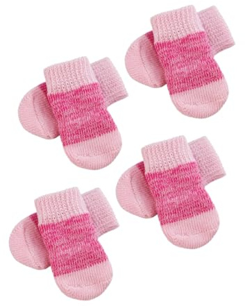 Angoily rutschfeste Elastische Hundesocken Bequeme Anti Rutsch Socken 2 Satz aus Polyester mit Verstellbarem Pfotenschutz für Haustiere bis 3,5 Kg für Innenbereich