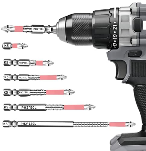6 Pezzi K5 PH2 Set di Punte per Cacciavite 25-150mm, Magnetico Antiscivolo Punte per Cacciavite, Codolo Esagonale, Resistenti Screwdriver Bit Set, Set da Inserti per Avvitatore per Cacciaviti Trapani