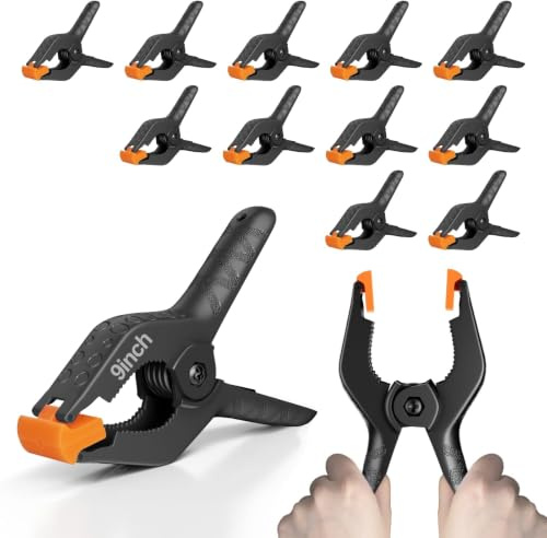 EMART 12 Pack Heavy Duty Spring Clamps 9 Inch Professional Plastic Backdrop Clips for Photography Studio, Background Stand, Woodworking, Crafts, Tarp-Yellow