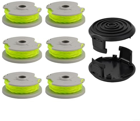 Paquete de 6 bobinas y línea WA0014 con 2 para recortadoras de cuerda WG168 WG184 WG184 9 WG190 WG191 de 20 pies de longitud 0 08 pulgadas, línea de nailon flexible que reduce el arrastre para un