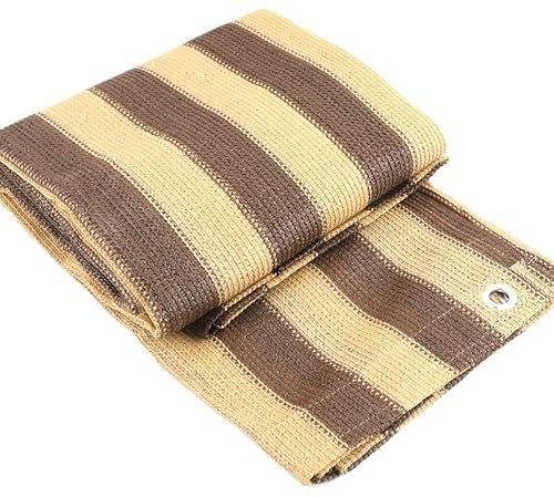 Terrazza 70-80% ombreggiatura, strisce marroni gialle, protezione UV per balcone, copertura per piante grasse, privacy all'aperto (2 m x 7 m)