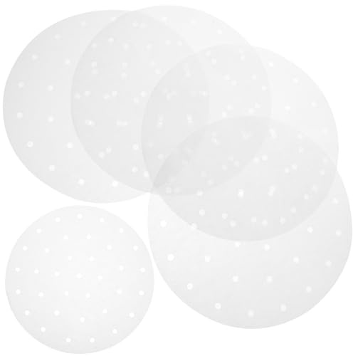 SEWACC 100pcs 10-inch Round Steamer Liners for Bamboo Steamers and Air Fryer Basket, Nonstick Perforated Parchment Paper Baking Liners, Suitable for Dumpling Steaming and Baking