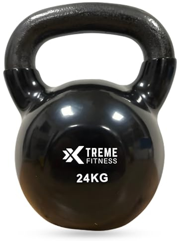 Xtreme Fitness Premium Kugelhantel 4-24 kg mit Vinyl beschichtung | Massive Gusseisen Kettlebell mit ergonomischem Griff, Robuste Hantel für Kraft Training, für CrossFit, HIIT und Home Gym