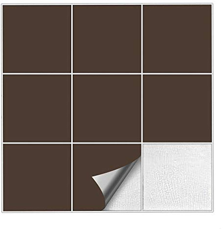 Kiwistar Fliesenaufkleber Braun 80 Seidenmatt - 20 x 20 cm - 25 Stück - Klebefliesen Fliesenmuster Stickerfliesen Wandfliesen überkleben