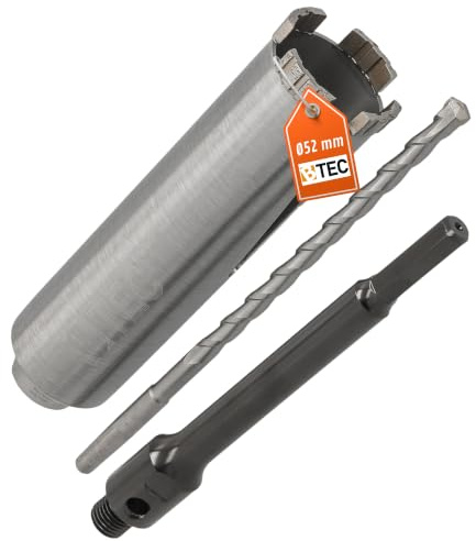 Diamant Bohrkrone Sechskant lang (200mm) Aufnahme und Zentrierbohrer Nutzlänge 180 mm Ø 52 mm Betonbohrkrone Kernbohrer