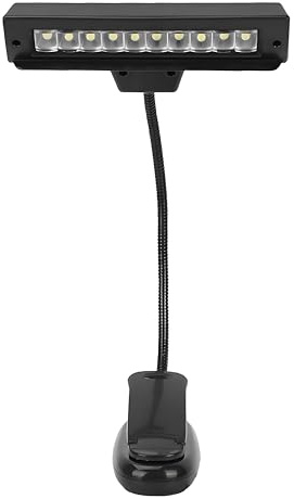 Notenpultleuchte LED Lampe mit 360 Grad Drehköpfchen und Schwanenhals Design, Clip On für Musizieren und Arbeiten im Musikzimmer, Büro, Tisch und Schreibtisch.