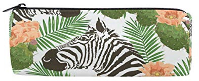 Linomo Pencil Case Cactus Flower Zebra Print Pencil Pen Bag Pouch Holder for Kids School Office
