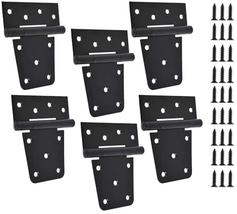 TamBee Black Gate Hinges Shed Hinges Heavy Duty Gate Hinges for Wooden Fences Barn Door Hinges for Wood Outdoor 3.5inch with Screws (Pack of 6)