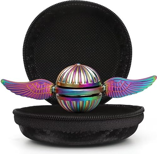 Fidget Spinner Kinetic Desk Toys for Stress Relief, Rainbow Metal Hand Power Fidget Ball Sensory Toy for Kid Adult, Fidget Toy Gift Cake Decoration Party Favor Small Gadget