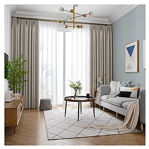 Siunwdiy 2er Set gardinen Verdunkelungsvorhan Wohnzimmer Modern - Thermo Vorhang Blickdicht mit kräuselband Verdunkelungsvorhang für Kinderzimmer Bedroom,Beige,200X270cm