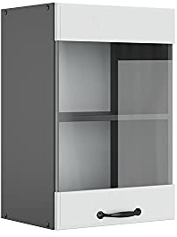 Vicco Küchenglasschrank R-Line, Weiß Landhaus, 40 cm | MDF-Front · 1 Einlegeboden · Tiefe – 31 cm · Metallgriffe · ✓ Alles im Blick