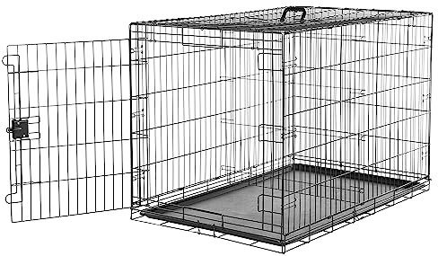 Amazon Basics XXL Metal Dog Crate/Cage with Tray, Durable and Foldable Dog Cage with Single Door, Black, XXL 122cm (48)