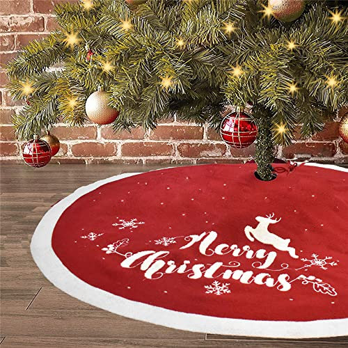 Oduo Weihnachtsbaum Rock, Weihnachtsbaumdecke Christbaumständer Weihnachtsbaum Röcke Rund Plüsch Baum Teppich für Weihnachten Neujahr Party Weihnachtsbaumrock Dekorationen (120cm,Stricken)