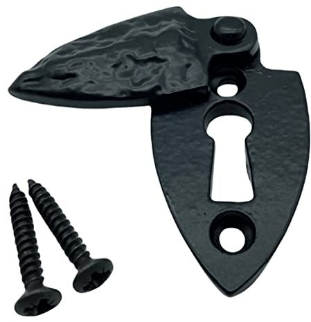 Schlüssellochabdeckung mit Schrauben, Antik-Optik, Schwarz