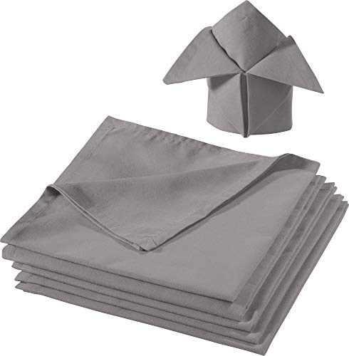 REDBEST Serviette, Stoffserviette 6er-Pack Seattle, 100% Baumwolle - Robustes, glattes Gewebe, mit Kuvertsaum, grau Größe 50x50 cm (weitere Farben)