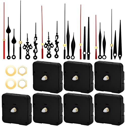 PTJJXA 7 Pack Clock Mechanisms Battery Powered, Silent Quartz Movement Long and Short Shaft, Wall Mechanism Replacement for Motor DIY Repair