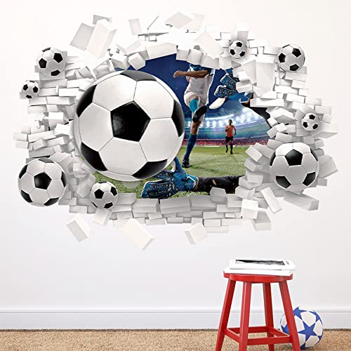 HPNIUB Large 3D Football Player Wall Sticker Sport Wall Art Kids Room Decor
