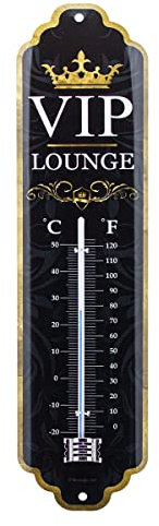 Nostalgic-Art Retro Thermometer, 7 x 28 cm, VIP Lounge – Geschenk-Idee für besondere Menschen, aus Metall, Vintage Design