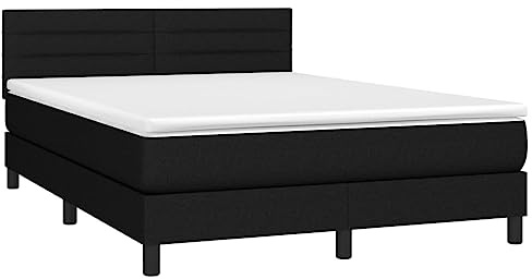 vidaXL Boxspringbett mit Matratze Schwarz 140x200 cm Stoff