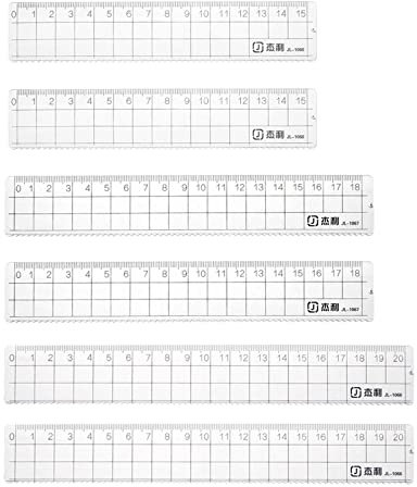 sourcing map 6Stk Gerade Kunststoff Lineal 15cm,18cm,20cm Transparent | Kunststoff Klar, Metrisch, Messwerkzeug Überprüft Design mit Gewellt Linie, Für Klassenzimmer Haus Büro