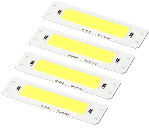 PATIKIL 2W DC 5V LED Chip Lampadina,Alluminio COB Lampade Lampadina Bianco Luce 6500K 200LM 400mA 60x15mm per Casa Lettura, Paesaggio Luce - 4pz