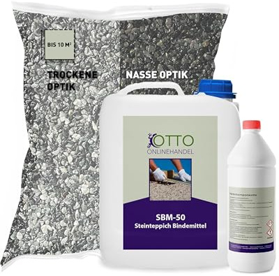 ST-EP Steinteppich Komplett-Set (Verde Alpi) für ca. 10m² inkl. 2K Epoxidharz Bindemittel, natürlicher Steinboden, Marmorkies