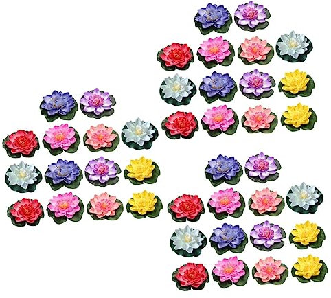 Garneck 42stücke Teiliges Künstliche Lotusblumen Dekoration Simulierte Schwimmende Blumen Für Teich Aquarium Und Garten Pflegeleichte Farbenfrohe Deko-Elemente