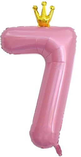 ASTARON Luftballon 7 Rosa Zahl 7 Ballon 40 Zoll Zahlenballon für Geburtstag Party Dekorationen, 7. Geburtstag Ballons mit Krone für Mädchen Geburtstag Party Dekoration Jahrestag Dekorationen