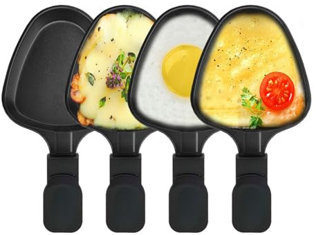 Kosmosta Juego de 4 sartenes cuadradas para raclette, antiadherentes, mini sartenes para queso, para raclette, accesorios de fusión para raclette, vajilla de raclette, mini sartenes para raclette