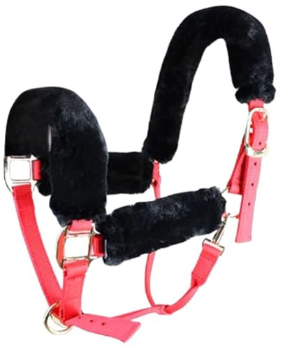 QYMLSH Pferdezaumzeug Aus Wolle Anatomische Pferdezaumzeug Mit Samt Verdickt Um Das Pferd Zu Schützen Bequem Und Langlebig (Color : Red, Size : Pony)