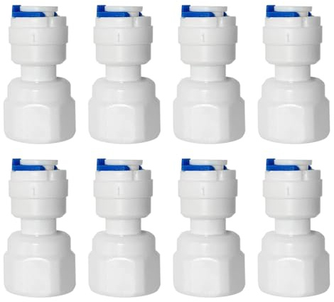 PAROAD 8 PCS I-Form Quick-Fitting, 1/2 Zoll Weiblich auf 3/8 Zoll Push-Fit Schnellanschluss für Wasserfilter Schlauch, Umkehr-Osmose, Wasser-Installationen (1/2 auf 3/8 Zoll (12,7mm auf 9,53mm))