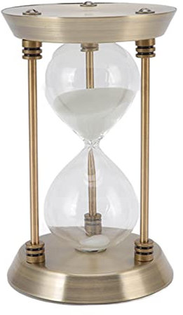Goldfarbene Sanduhr aus Metall mit Sand, Sanduhr-Ornament aus Eisen und Glas, 15 Minuten Sanduhr für Büro, Studium, Hoteldekoration