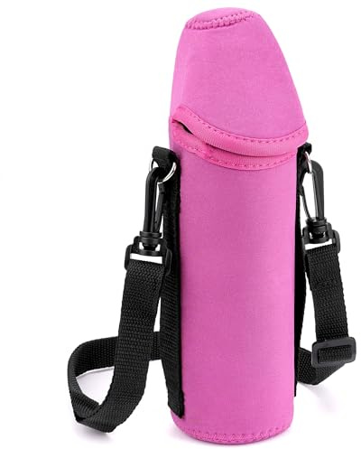 Linkidea Porte-Bouteille d'eau en Plastique avec bandoulière Compatible avec Smartwater, Propel 20/24 oz liq., Porte-Bouteille jetable Isotherme en néoprène (1 Paquet/Rose Rouge)