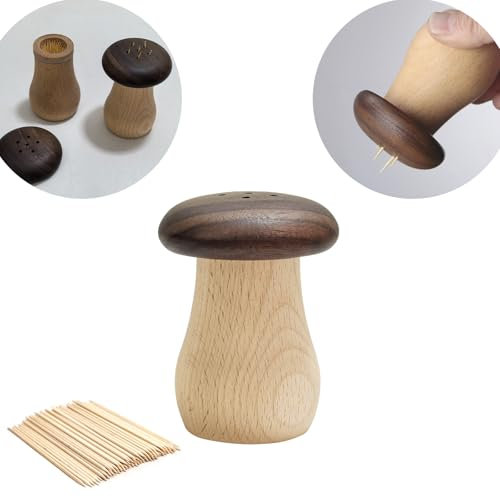 EAEDMY Cute Mushroom Toothpicks Holder with 390 Pcs Toothpicks, Cactus Toothpick Holder Dispenser for Home Kitchen Table Decor Accessories, Warm and Unique Gifts (1.Mushroom)