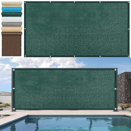 Balkon Sichtschutz Balkonumspannungen 125 x 875 cm HDPE Atmungsaktiv Balkonverkleidung Balkonabdeckung mit Ösen Kabelbinder Und Kordel für Garten Balkon Terrasse, Dunkelgrün