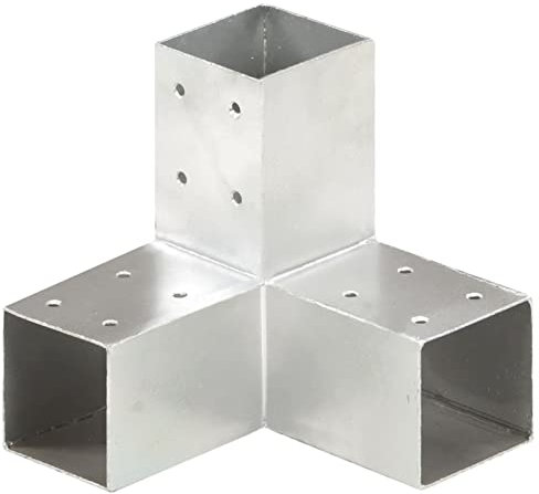 Sufrk Pfostenverbinder in Y-Form aus verzinktem Metall 71 x 71 mm, Winkel für Pfosten für Holz, Silber Pfostenträger für Pavillons und Veranden, zum Anschrauben, für Befestigungen auf Beton