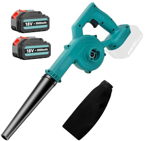 18V Leaf Blower and Vacuum 180MPH 3Pounds15000RPM with 3.0 AH Battery*2 and Faster Charger Cordless Leaf Blower for Garden Care Debris collection