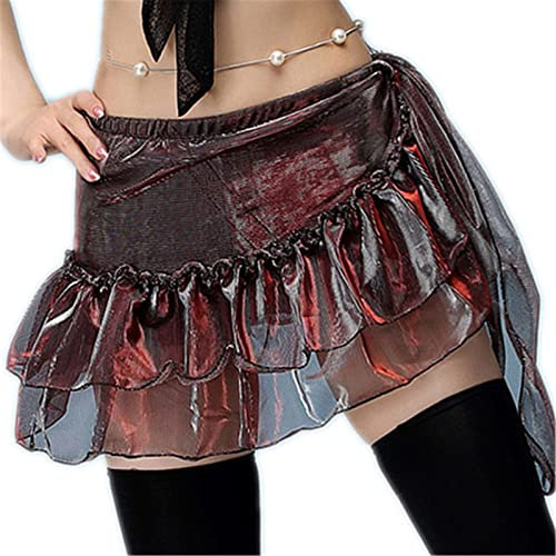 LVUNZJCA Damen Bauchtanz Hüfttuch Gerüschter Hüftwickel Bauchtanzkleidung Kostümzubehör Wickelgürtel Hüftschal für Tanz, Yoga(Braun)