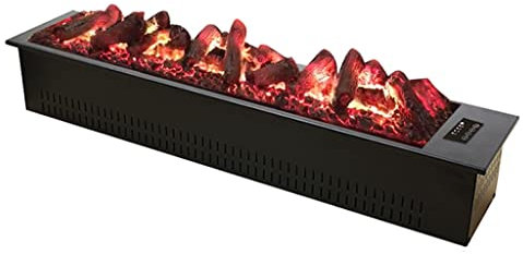 CWCQGH Chimenea eléctrica de 1400 W, empotrada en la Pared, Chimenea con Mando a Distancia, Inserto de leña y Llama, lecho de carbón de Resina Realista, Pantalla LCD automática,